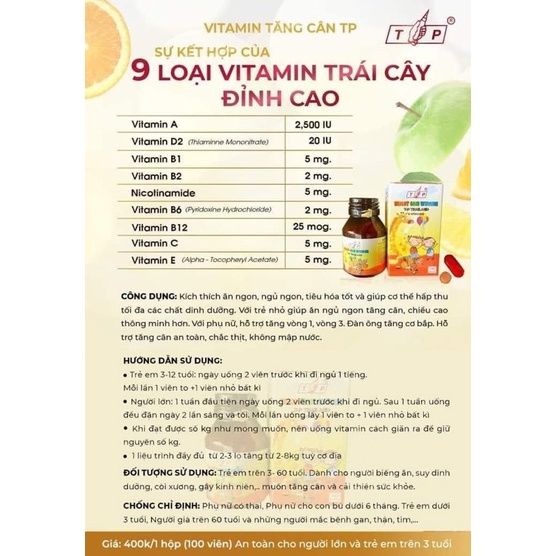 Vitamin tăng cân TP Thái Lan 100 viên