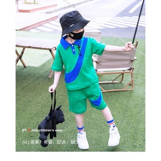 Bộ phẩy xanh cổ bẻ bé trai
