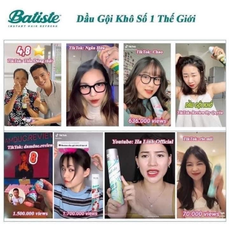 Dầu Gội Khô Batiste Dry Shampoo 200ml