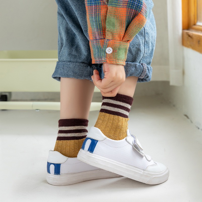 Tất nữ cổ vừa, cổ lửng, phong cách vintage, cổ kẻ xinh xắn, chất liệu thoáng mát, thấm mồ hôi