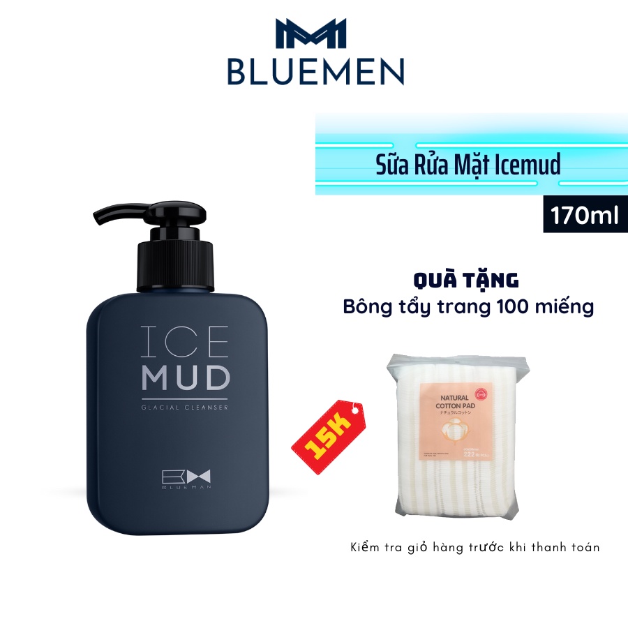 Sữa Rửa Mặt Nam Ngừa Mụn IceMud BLUEMAN Dưỡng Ẩm, Làm Sạch Sâu, Kiểm Soát Dầu 170ml