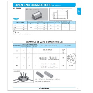 Đầu cốt nối kiểu E-S, E-M, E-L NICHIFU – hộp 100 cái