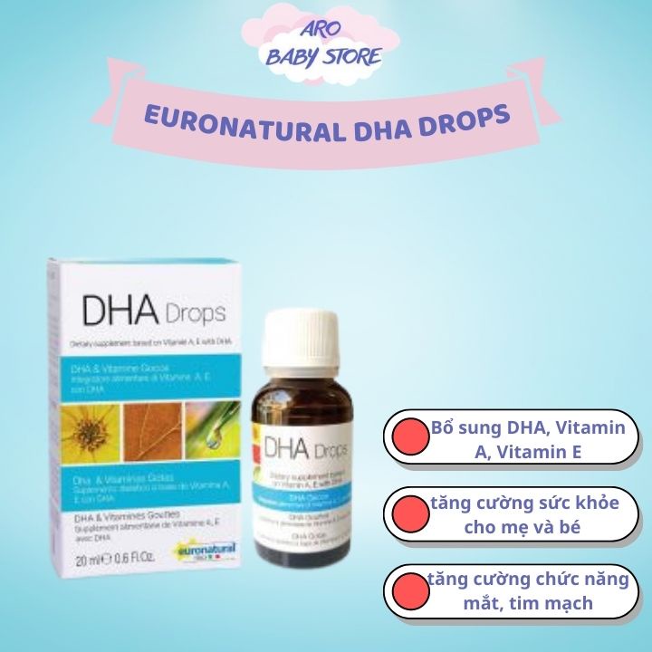 Euronatural DHA Drops- Phát Triển IQ, Thông Minh Vượt Trội, Mắt Sáng Tinh Anh 20ml