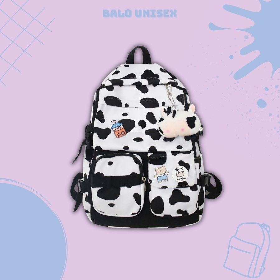 Balo bò sữa Ulzzang nam, nữ vải canvas chống nước BL62B