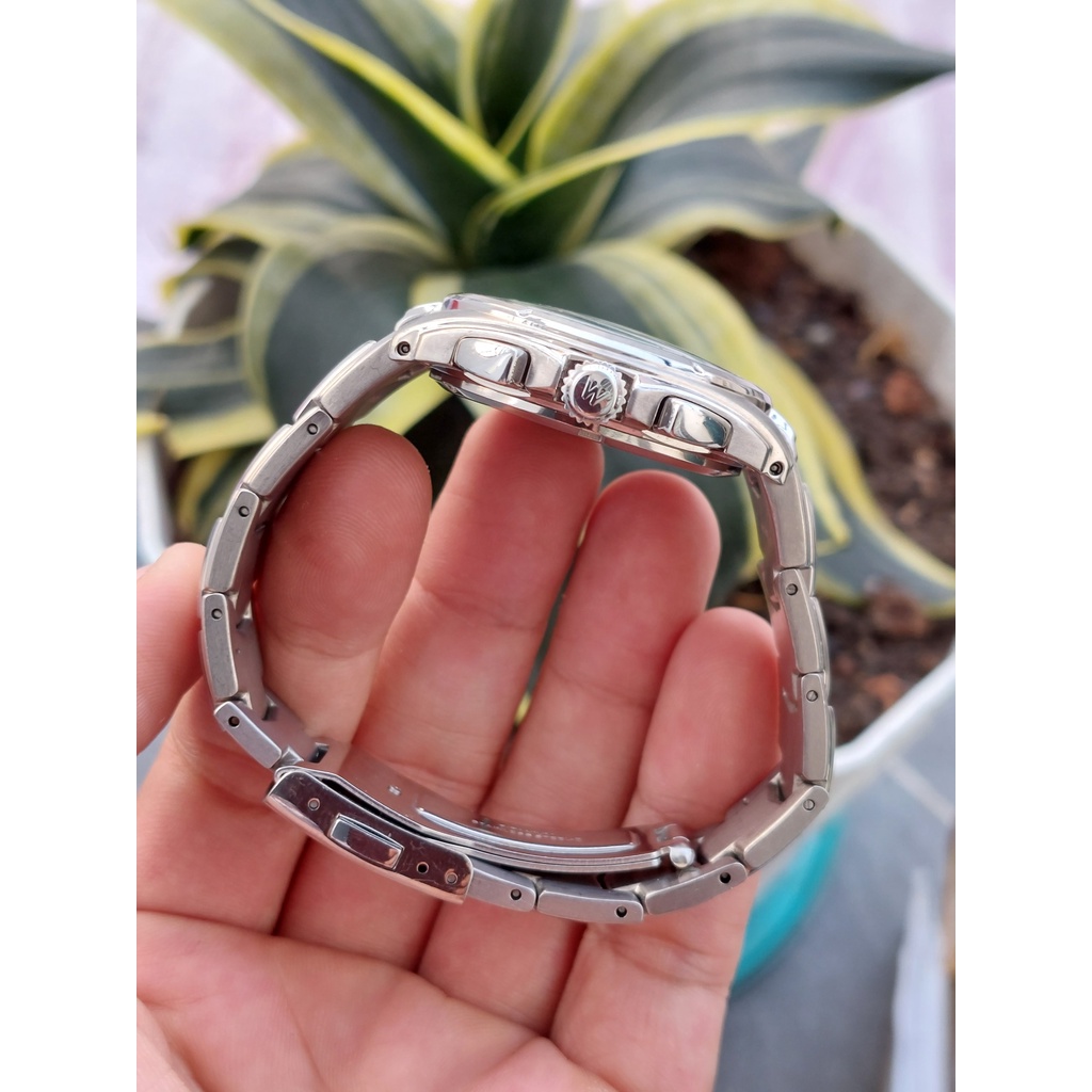 Đồng hồ nam Wired 6 kim titan mặt xanh chạy pin hàng Si