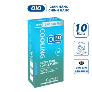 Bao cao su OLEO LAMPO COOLING hộp 10 cái siêu mỏng cổ thắt kéo dài thời gian quan hệ