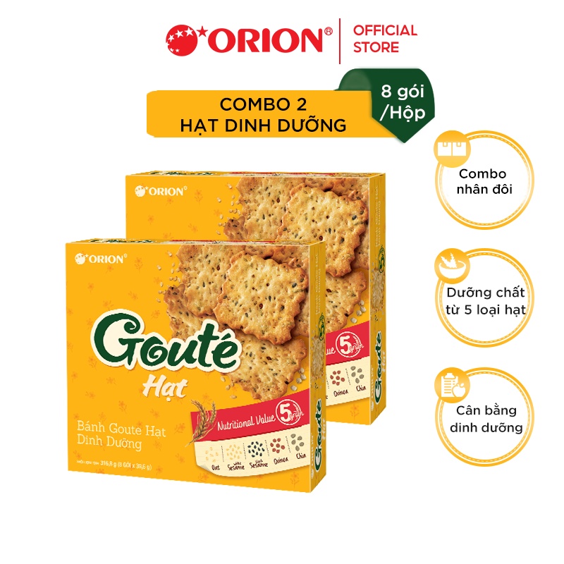 Combo 2 Hộp Bánh Orion Goute 8P Hạt (316.8g/hộp)