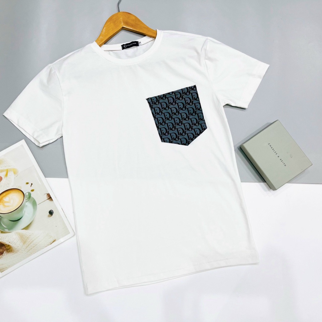 Áo Thun Nam Cao Cấp Cổ Tròn Vải Cotton Co Giãn Tốt Phối Túi 2 Màu Phong Cách Hàn Quốc NEW UNISEX