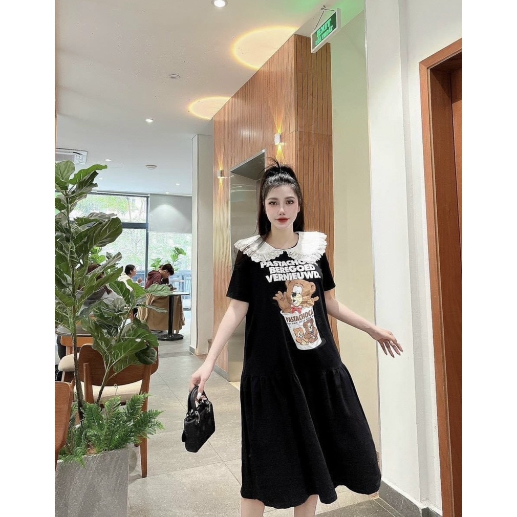 Váy đuôi cá dáng babydoll, đầm suông dáng rộng chất xốp thoáng co giãn thoải mái