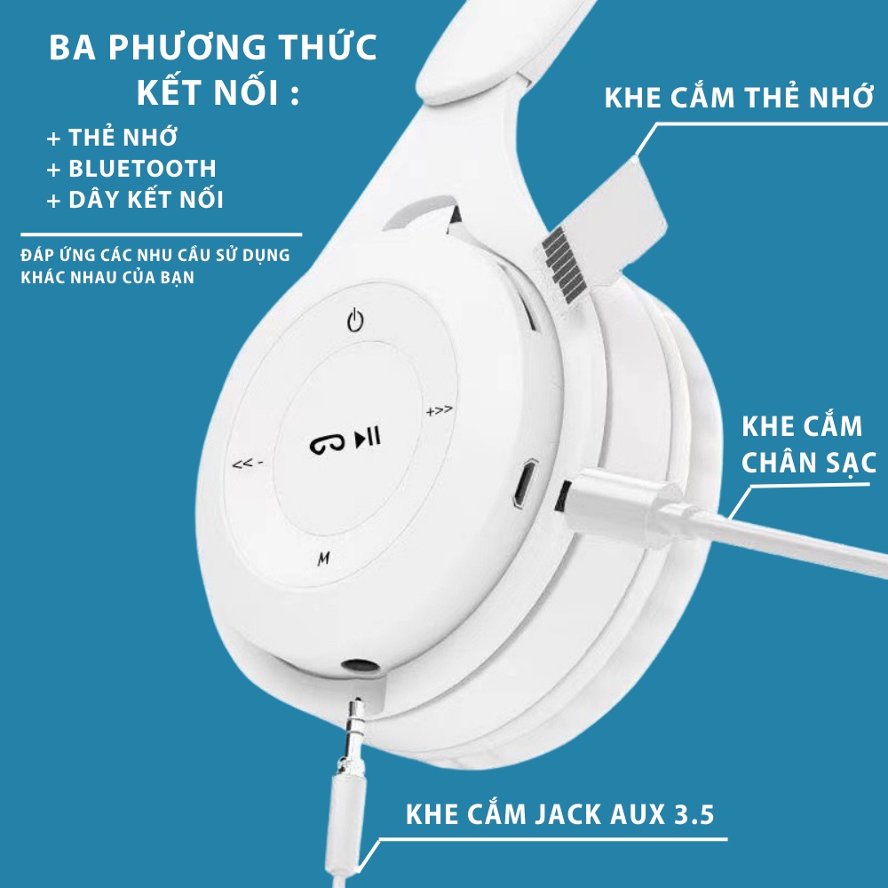 Tai Nghe Bluetooth MINPRO Y08 không dây chụp tai, có micro đàm thoại, tương thích mọi dòng điện thoại,bảo hành 1 đổi 1