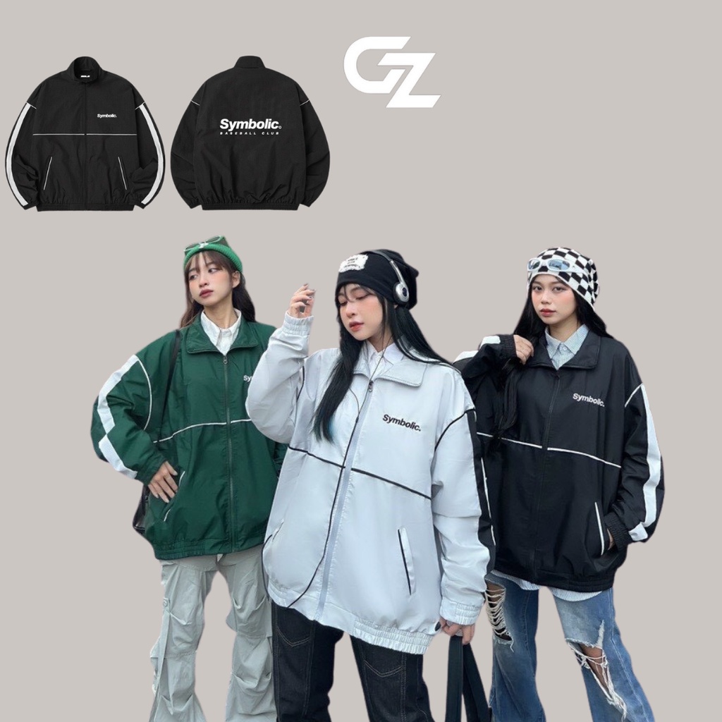 Áo khoác dù Line Track Jacket Symbolic , áo khoác gió nam nữ chữ thêu có túi trong cao cấp -GZ STORE