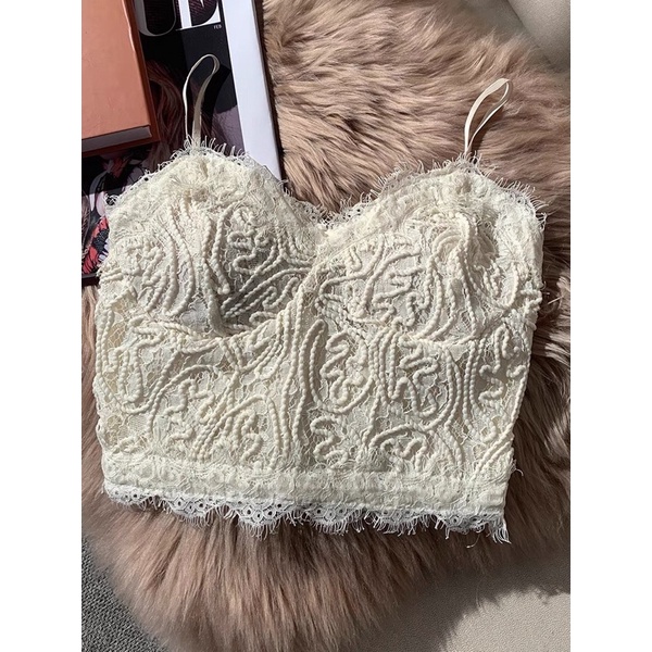 Áo Bra Ren có mút ngực co giãn, Áo 2 dây nữ croptop N22