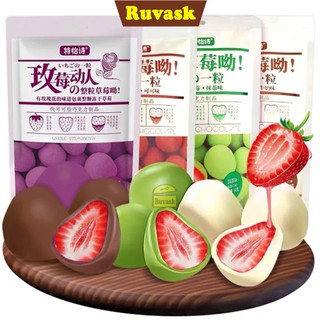 Kẹo Socola Bọc Dâu Tây Sấy Khô - Kẹo Chocolate Bọc Dâu Truyền Thống / Matcha Trà Xanh / Sữa - Đồ Ăn Vặt Ruvask