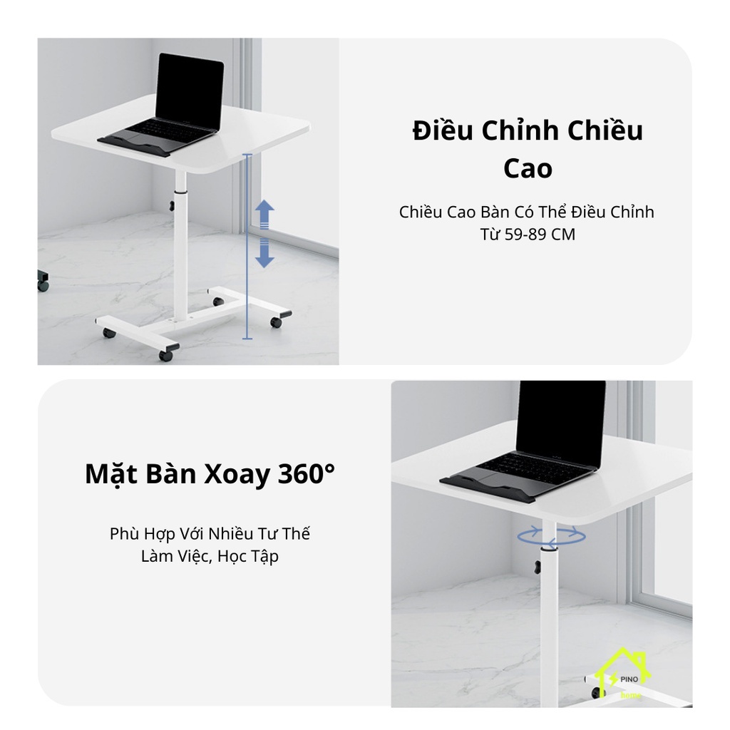 Bàn học, Bàn làm việc di động thông minh điều chỉnh kích thước khung thép chắc chắn kết hợp gỗ mdf cao cấp Win Decor | BigBuy360 - bigbuy360.vn