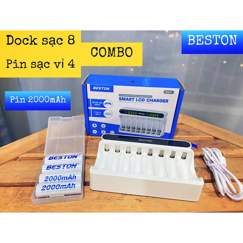 Combo pin AA kèm sạc hoặc pin riêng hãng Beston giá siêu tốt, bảo hành 6 tháng | Mic không dây, máy ảnh, điều khiển