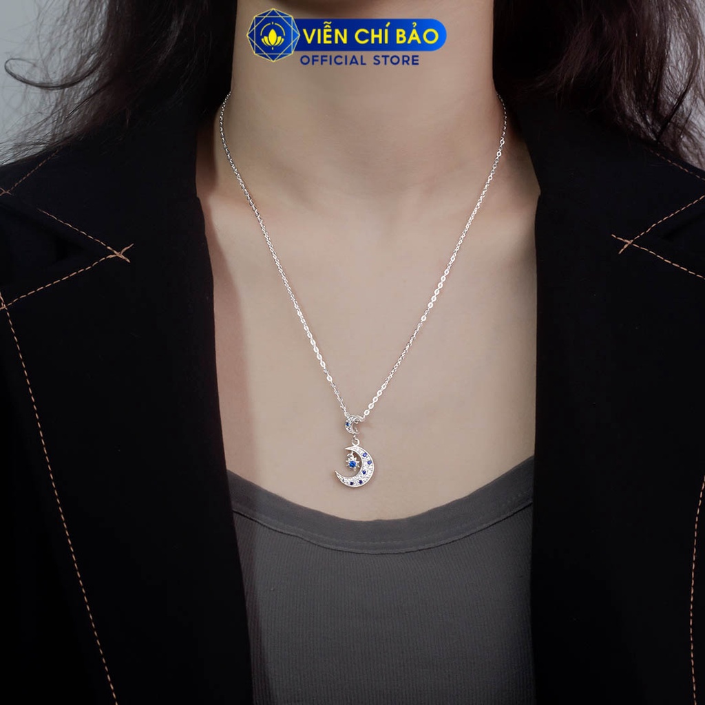 Dây chuyền bạc nữ mặt Moon - Star - Xanh dương chất liệu bạc 925 thời trang phụ kiện trang sức Viễn Chí Bảo  D400639