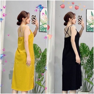 Đầm váy freesize hai dây chéo sau 2 màu
