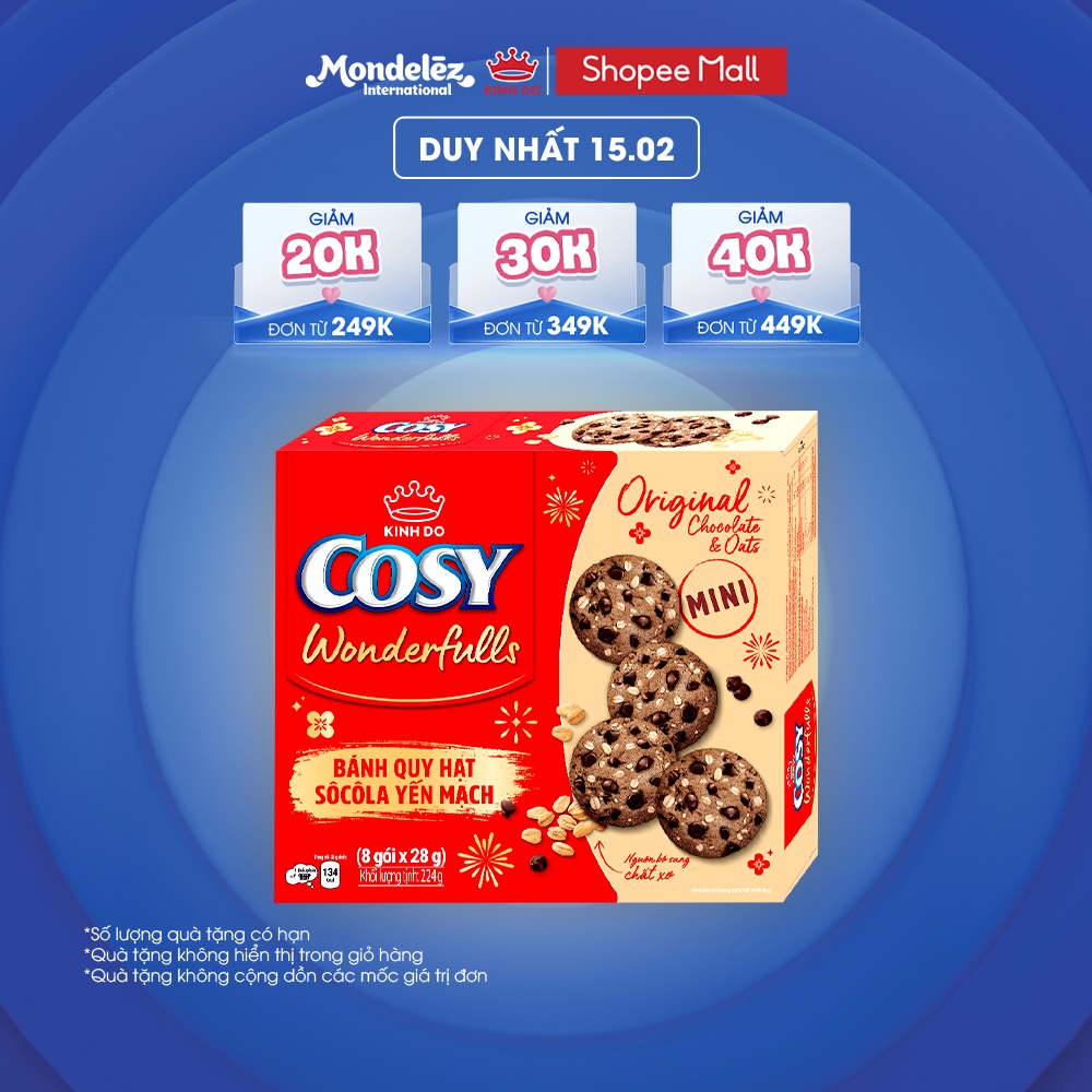 Bánh quy cosy hạt socola yến mạch ( vị nguyên bản) 224g