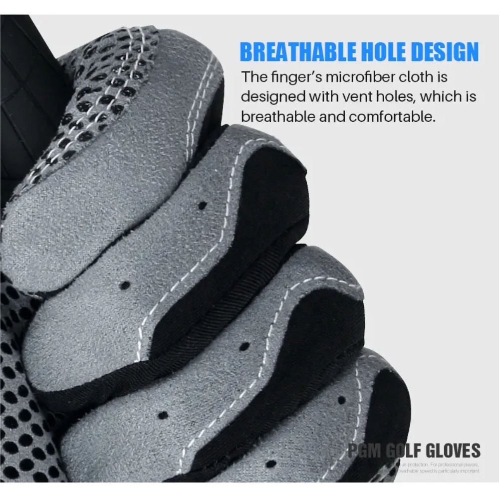 Găng tay chơi Golf PGM-ST017: Vải Lycra đàn hồi linh hoạt cao, thoát khí, hạt chống trơn tăng ma sát.