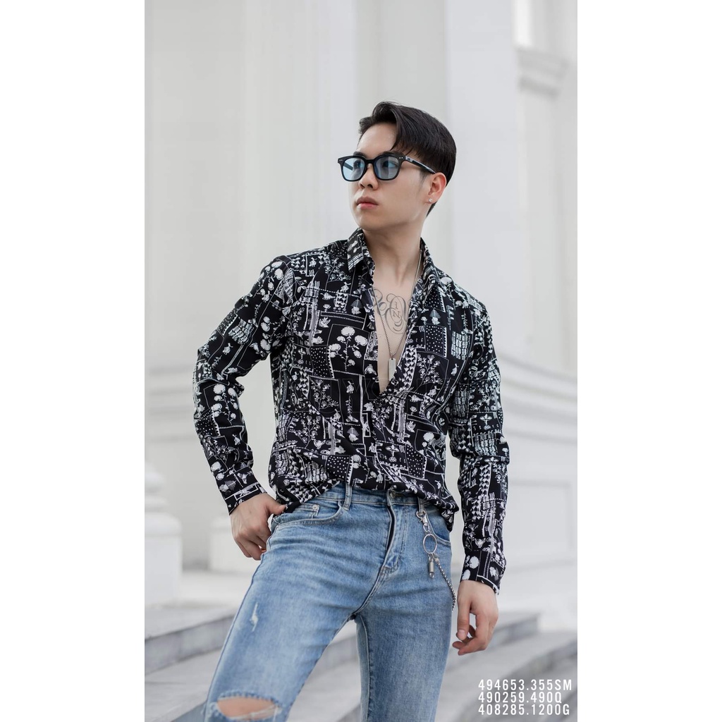 Áó sơ mi nam tay dài chắt lụa Thái cao cấp chống nhăn, phom body, mặc mát