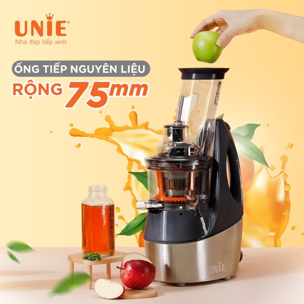 Máy Ép Chậm UNIE UE-580, 240W Ép Kiệt Bã Rau Củ Quả, Hàng Chính Hãng