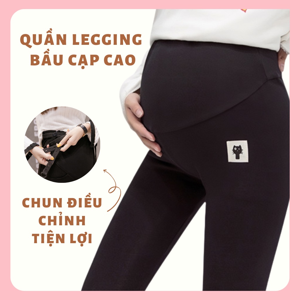 Quần Bầu Legging Nỉ Mèo, Quần Bầu Dài Công Sở Chất Dày Dặn Mặc Đông Ấm Áp