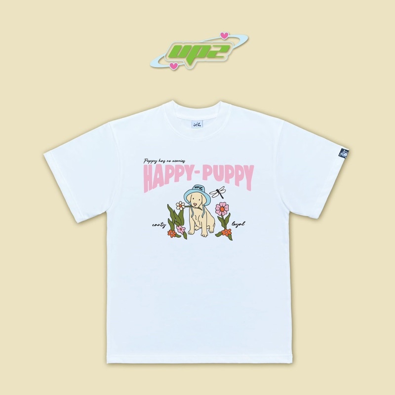 UPZ Áo Thun Cotton Tay Ngắn In Hình Happy Puppy