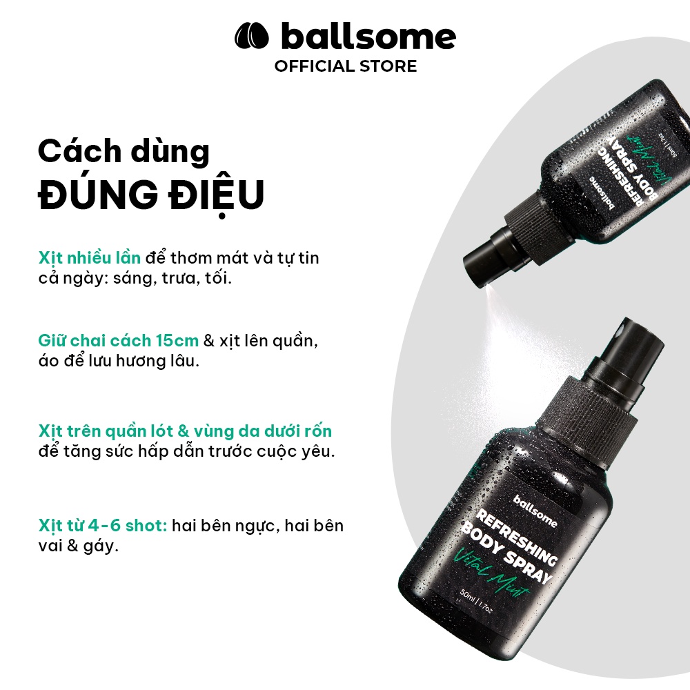 Combo 02 Xịt Thơm Toàn Thân Hương Nước Hoa Ballsome Body Spray 50ml x 2