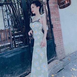 (40-60kg)Váy hoa cúc hai dây siêu dễ thương