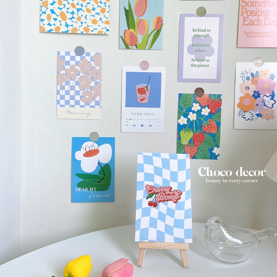 30 tấm tranh trang trí Cherry bomb, postcard decor phòng ngủ, phụ kiện chụp ảnh