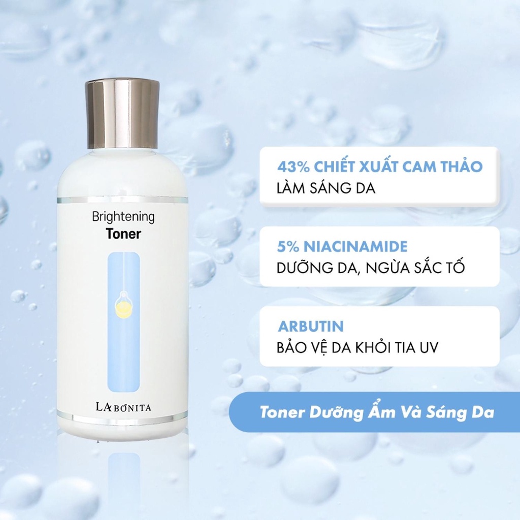 Nước cân bằng Sáng Da và Cấp Ẩm La Bonita Brightening Toner 200ml