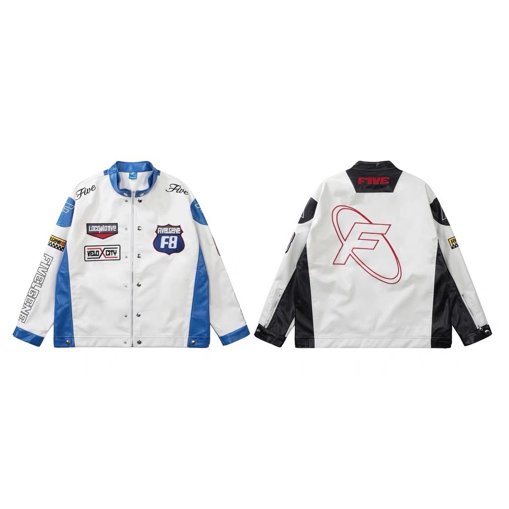 * * O kho c da th i trang * Áo Khoác Bóng Chày da Thêu Chữ Cổ Đứng Phong Cách Retro Mỹ Cho Nam Nữ