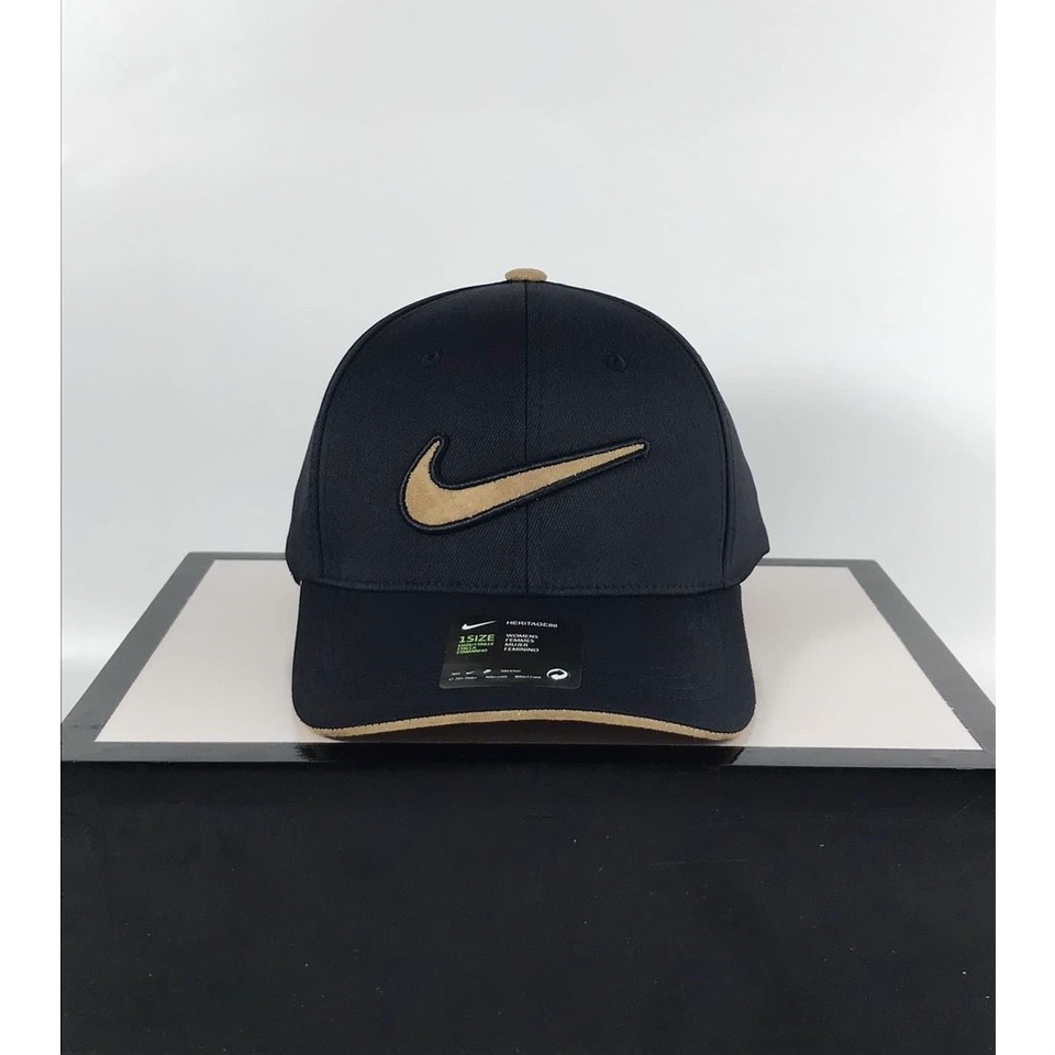 Nón kết, mũ lưỡi trai thể thao Nike Viền Da vải Kaki xịn siêu ngầu (Ảnh thật)