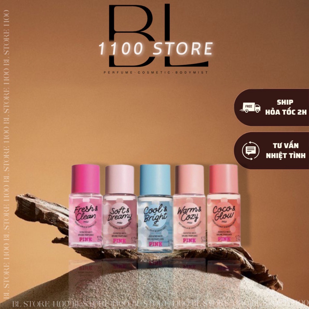 XỊT THƠM TOÀN THÂN PINK BODY MIST Fresh Sky | Cool Sage | Coconut Ice | Lavender Cloud