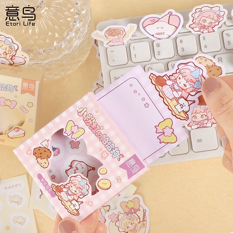 Sticker Hộp 50 Tấm Hình Cô Gái Màu Pastel Dễ Thương