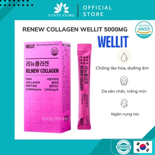 Renew Collagen WELLIT Hàm Lượng Cao 5000mg - Trẻ hóa da, săn chắc, ngăn rụng tóc |Fanty Korea