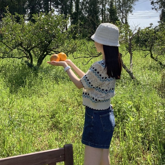 Áo cardigan LANJIEXI dệt kim tay ngắn cổ chữ V màu tương phản thời trang