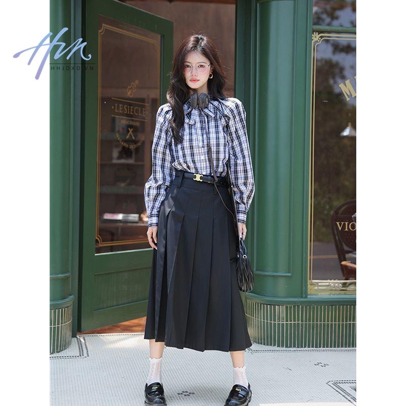 Chân Váy Xếp Ly Lưng Cao Vừa Vặn Phong Cách Anh Quốc Cổ Điển Thời Trang Xuân Thu Mới 2023