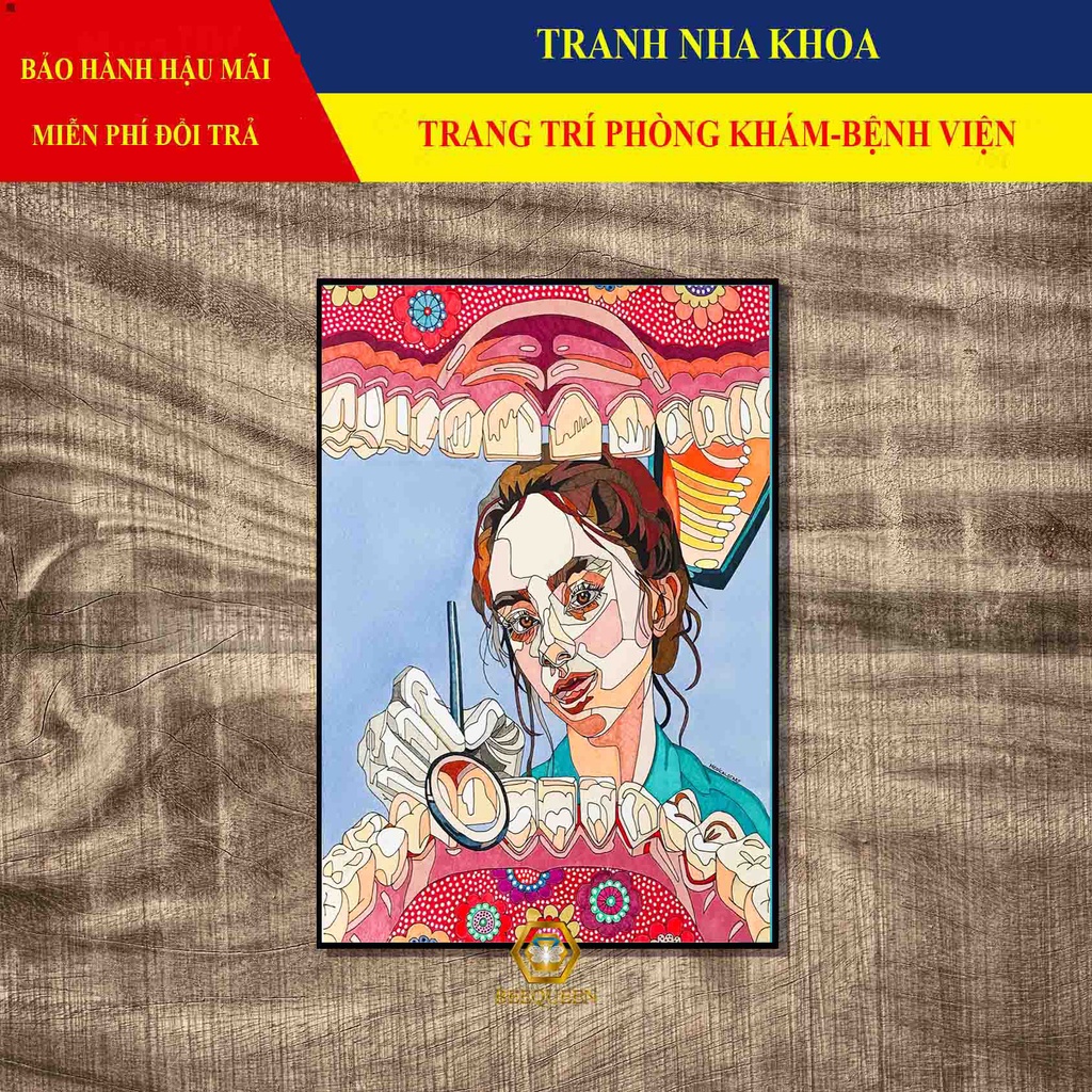 [MS81-100] Tranh Nha Khoa Trang Trí Phòng Khám Nha Khoa Có Khung Và Phụ Kiện Treo Kèm Theo