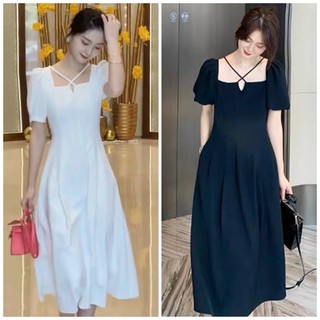 Đầm chéo dây cổ form dài 2 màu