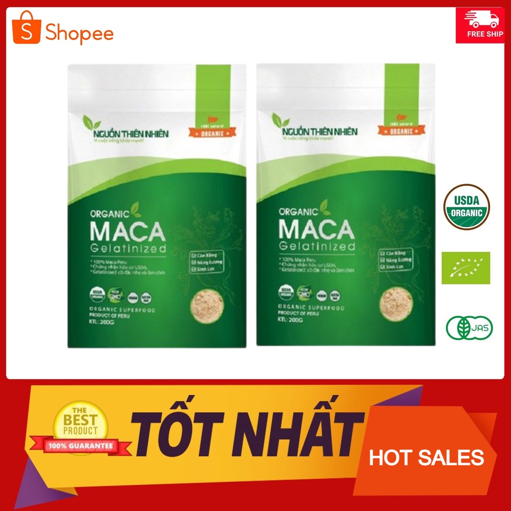 2 gói bột Maca Peru Nguồn Thiên Nhiên Organic Gelatinized 200g x 2.