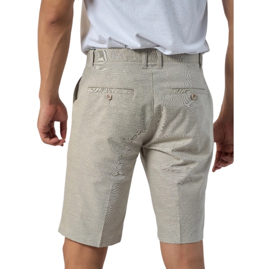 Quần short âu nam Owen ST231274 quần sooc tây ngố đùi màu be chất liệu cotton cao cấp dáng slim fit ôm vừa