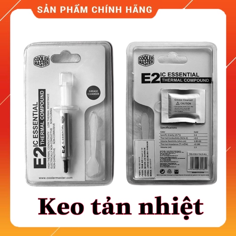 Keo tản nhiệt Cooler Master E2 IC Essential 1.5ml, Hiệu năng tốt, không gây ăn mòn chập mạch, keo lâu khô.