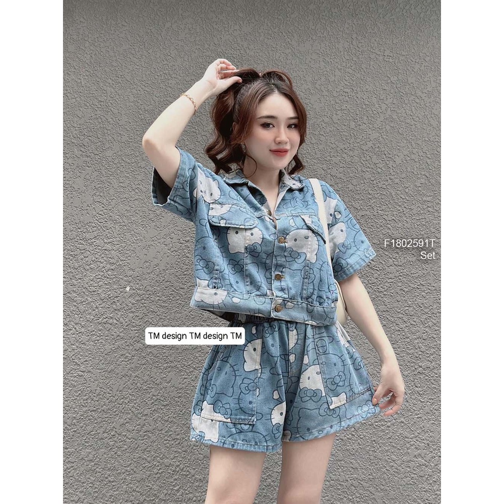 Set jean mèo kitti hàng đẹp [ KÈM ẢNH THẬT]