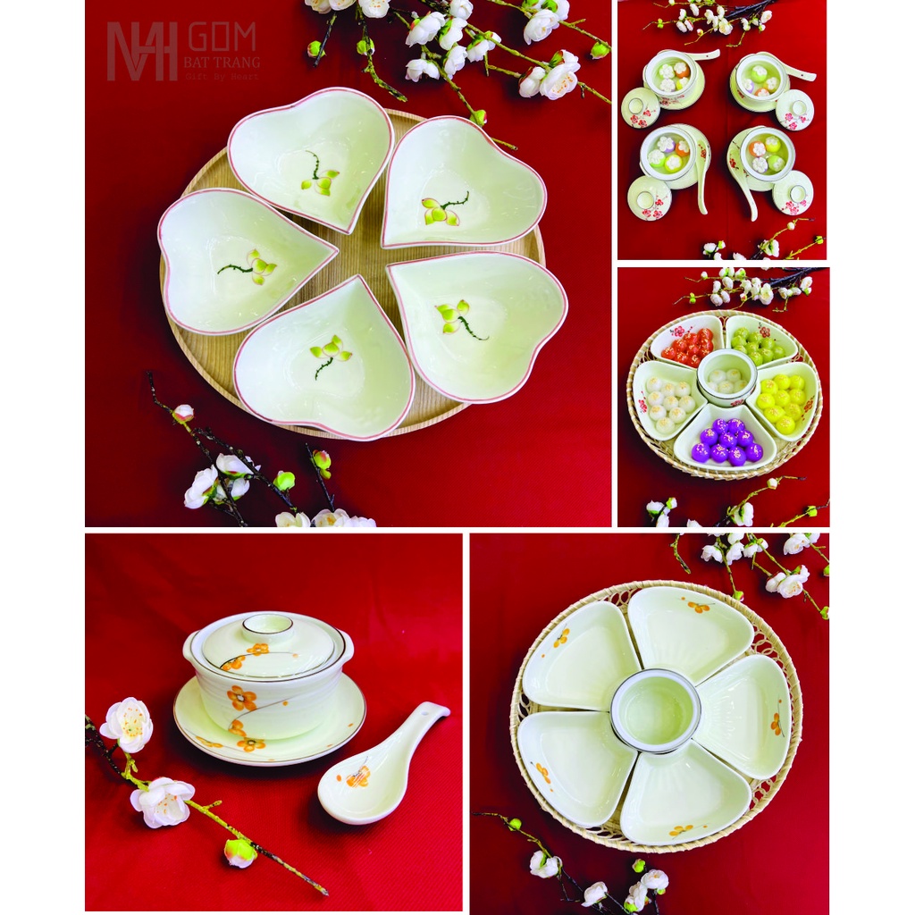 Khay bánh kẹo, mứt, hoa quả bằng gốm sứ cao cấp.