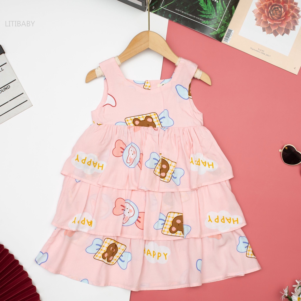 Váy lanh cực xinh cho bé gái . Full size 2T-12T . Thương hiệu Litibaby