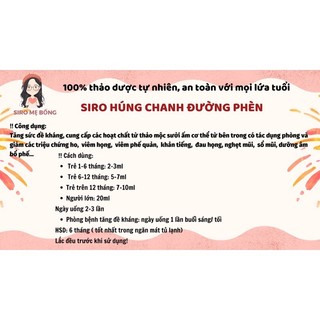 Siro húng chanh handmade Mẹ Bống
