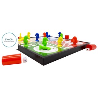 Bộ cờ cá ngựa cao cấp sato bàn nhựa size lớn, trung, mini - bàn cờ đua ngựa board game.cờ cá ngựa cho bé rèn kiên nhẫn