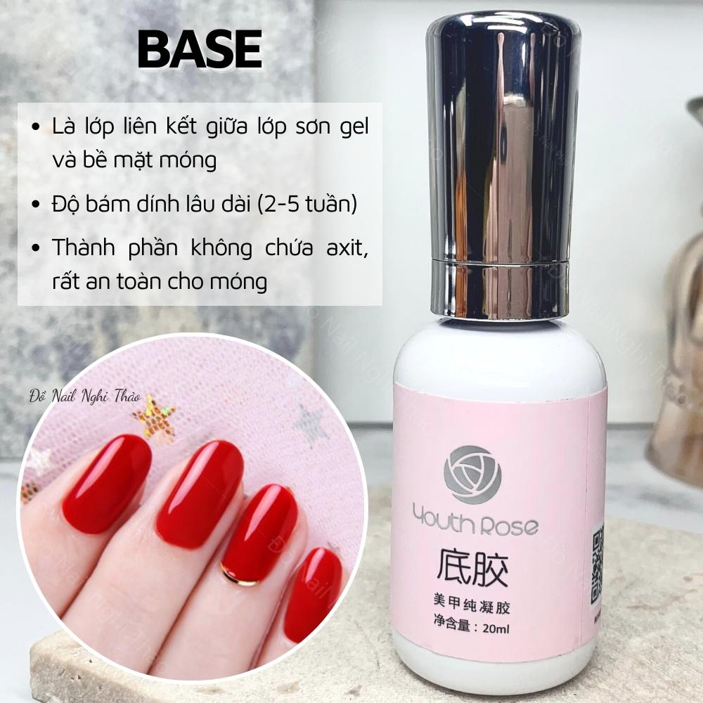 Sơn base top cứng móng hoa hồng cao cấp chính hãng NGHI THẢO 20ml