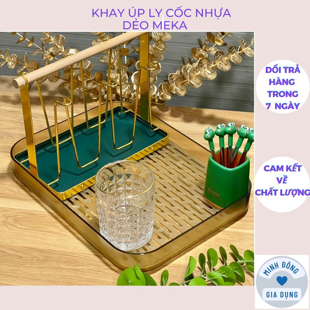 Khay úp ly cốc, khay trà nhựa PP cao cấp đựng ấm chén kích thước 33x25x4 cm